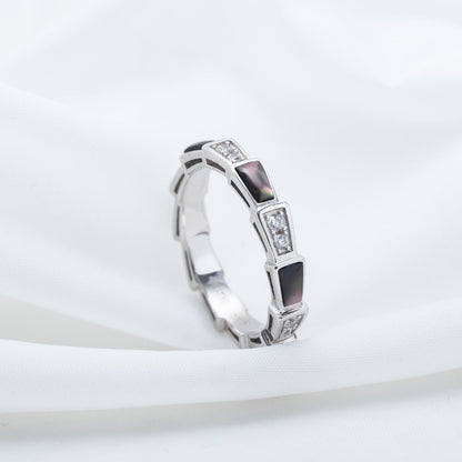 [Mystic]SERPENTI RING SILVER  DIAMOND BLACK MOP 3MM