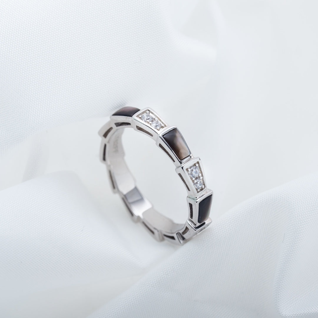 [Mystic]SERPENTI RING SILVER  DIAMOND BLACK MOP 3MM