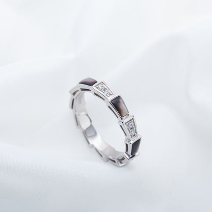 [Mystic]SERPENTI RING SILVER  DIAMOND BLACK MOP 3MM