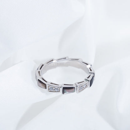 [Mystic]SERPENTI RING SILVER  DIAMOND BLACK MOP 3MM