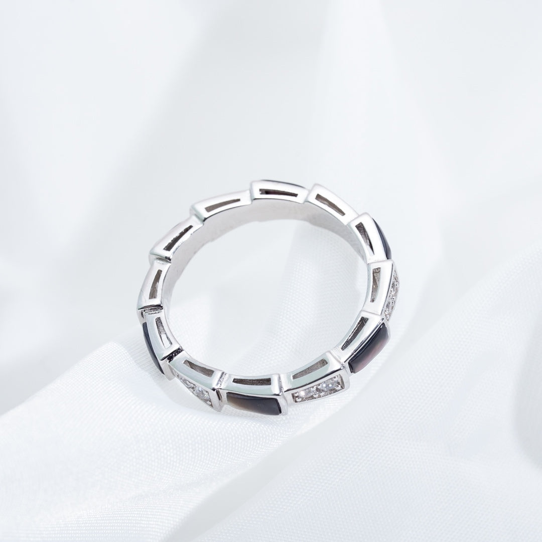 [Mystic]SERPENTI RING SILVER  DIAMOND BLACK MOP 3MM