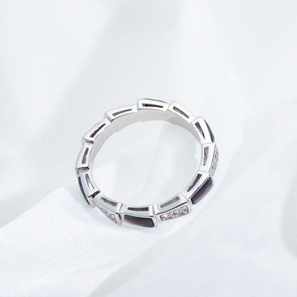 [Mystic]SERPENTI RING SILVER  DIAMOND BLACK MOP 3MM
