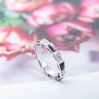 [Mystic]SERPENTI RING SILVER  DIAMOND BLACK MOP 3MM