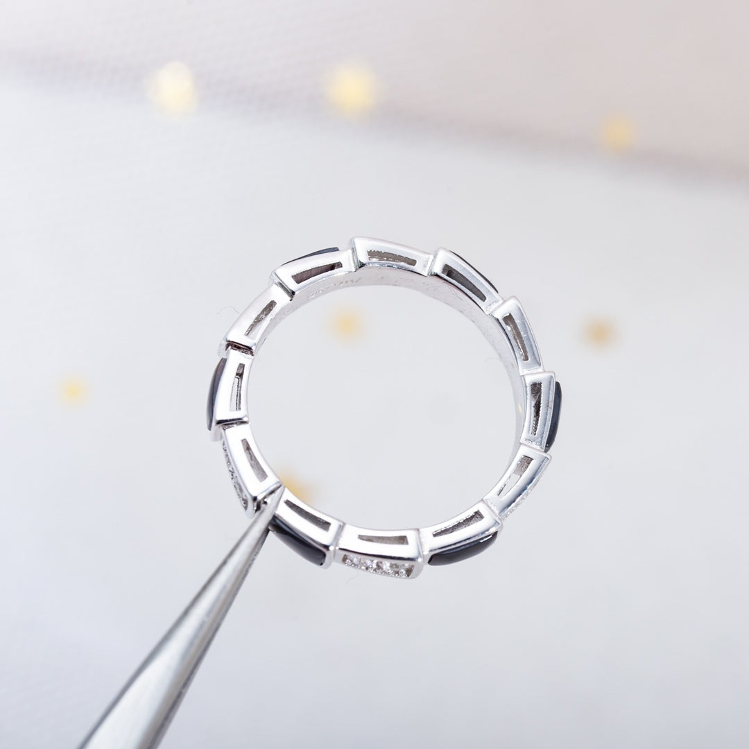[Mystic]SERPENTI RING SILVER  DIAMOND BLACK MOP 3MM