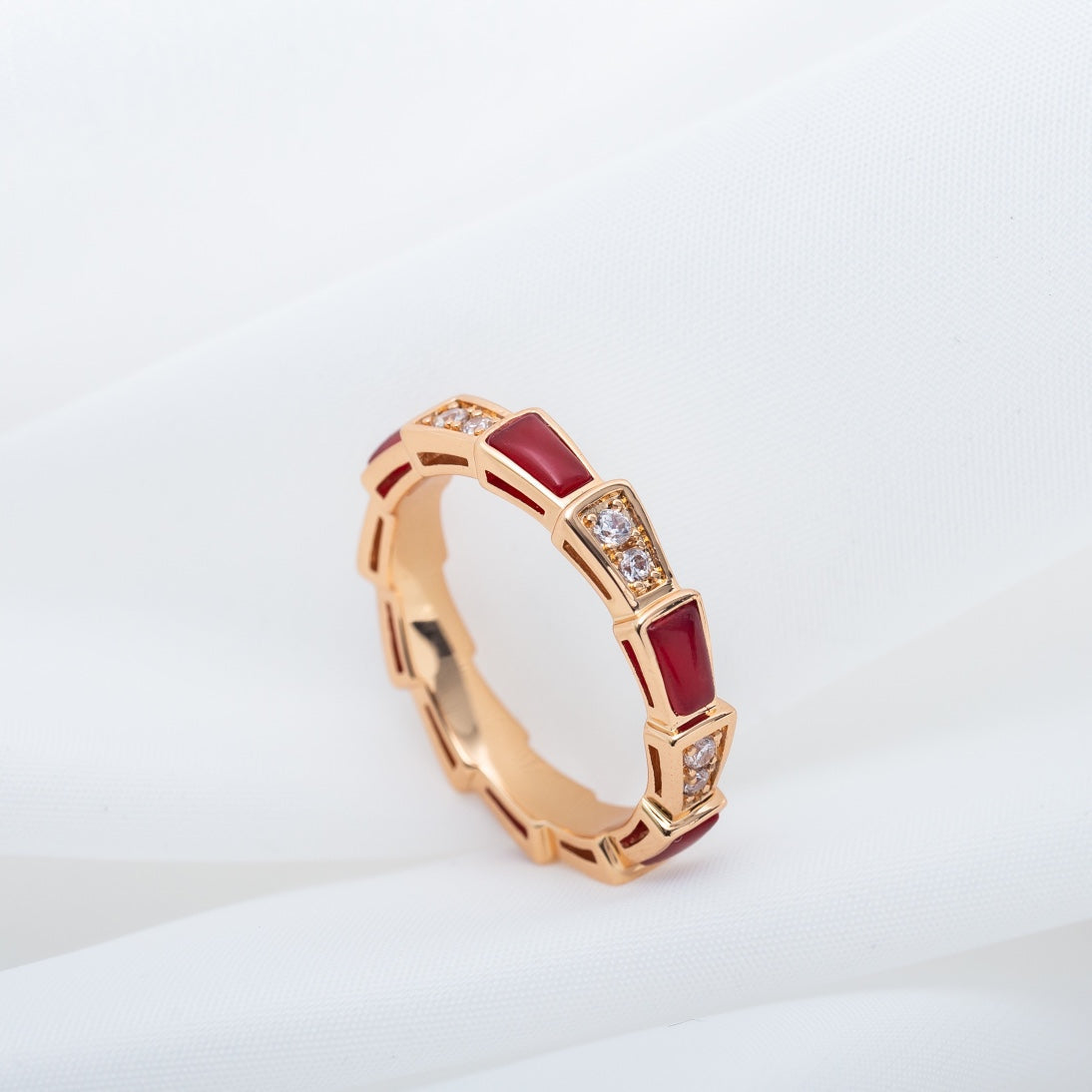 [Mystic]SERPENTI RING PINK GOLD CARNELIAN DIAMOND 3MM