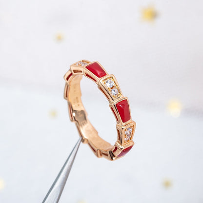 [Mystic]SERPENTI RING PINK GOLD CARNELIAN DIAMOND 3MM