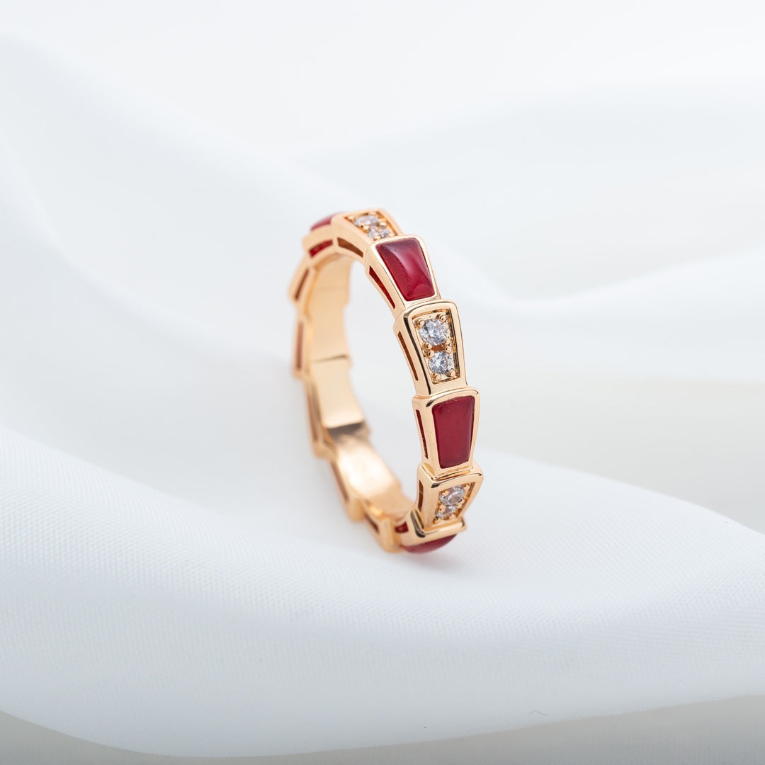 [Mystic]SERPENTI RING PINK GOLD CARNELIAN DIAMOND 3MM