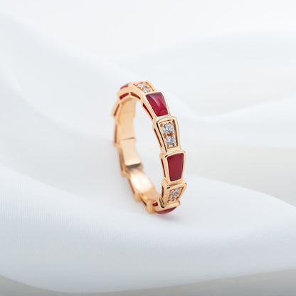 [Mystic]SERPENTI RING PINK GOLD CARNELIAN DIAMOND 3MM