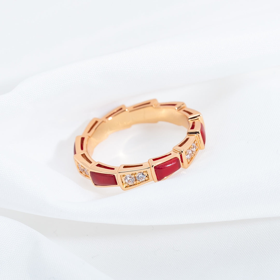 [Mystic]SERPENTI RING PINK GOLD CARNELIAN DIAMOND 3MM