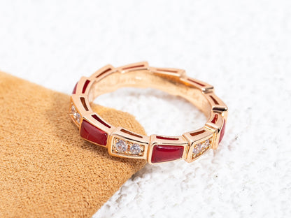 [Mystic]SERPENTI RING PINK GOLD CARNELIAN DIAMOND 3MM