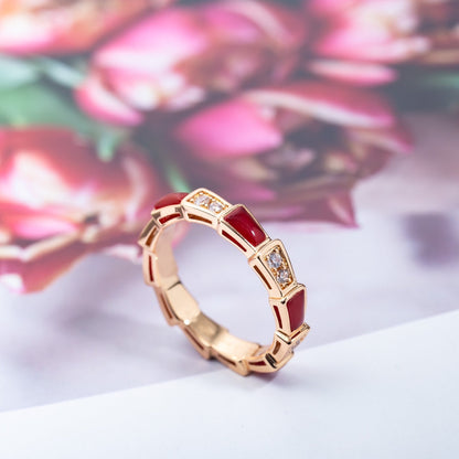 [Mystic]SERPENTI RING PINK GOLD CARNELIAN DIAMOND 3MM