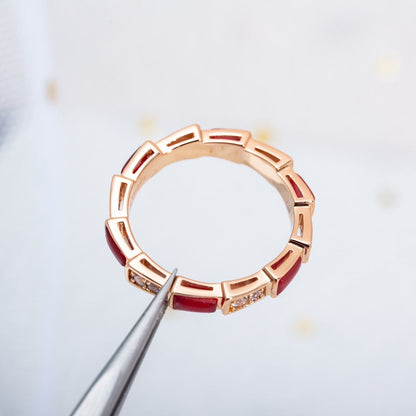 [Mystic]SERPENTI RING PINK GOLD CARNELIAN DIAMOND 3MM