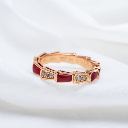 [Mystic]SERPENTI RING PINK GOLD CARNELIAN DIAMOND 3MM