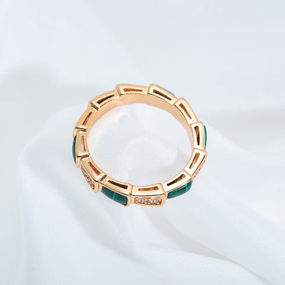 [Mystic]SERPENTI RING PINK GOLD MALACHITE DIAMOND 3MM