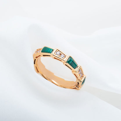 [Mystic]SERPENTI RING PINK GOLD MALACHITE DIAMOND 3MM