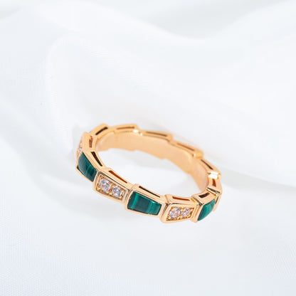 [Mystic]SERPENTI RING PINK GOLD MALACHITE DIAMOND 3MM