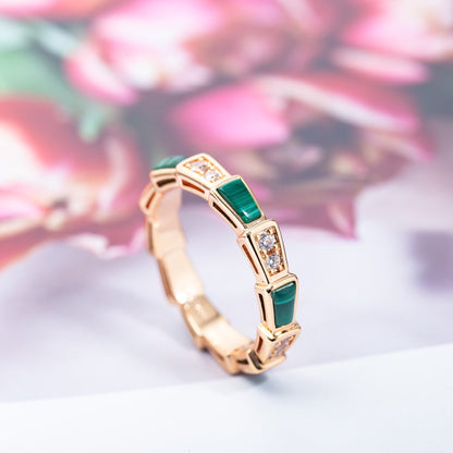 [Mystic]SERPENTI RING PINK GOLD MALACHITE DIAMOND 3MM