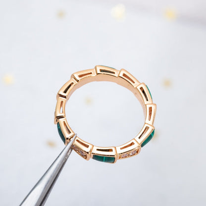 [Mystic]SERPENTI RING PINK GOLD MALACHITE DIAMOND 3MM