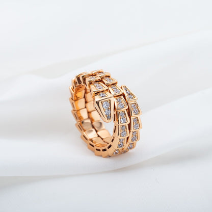 [Mystic]SERPENTI RING PINK GOLD DIAMOND DOUBLE ROW