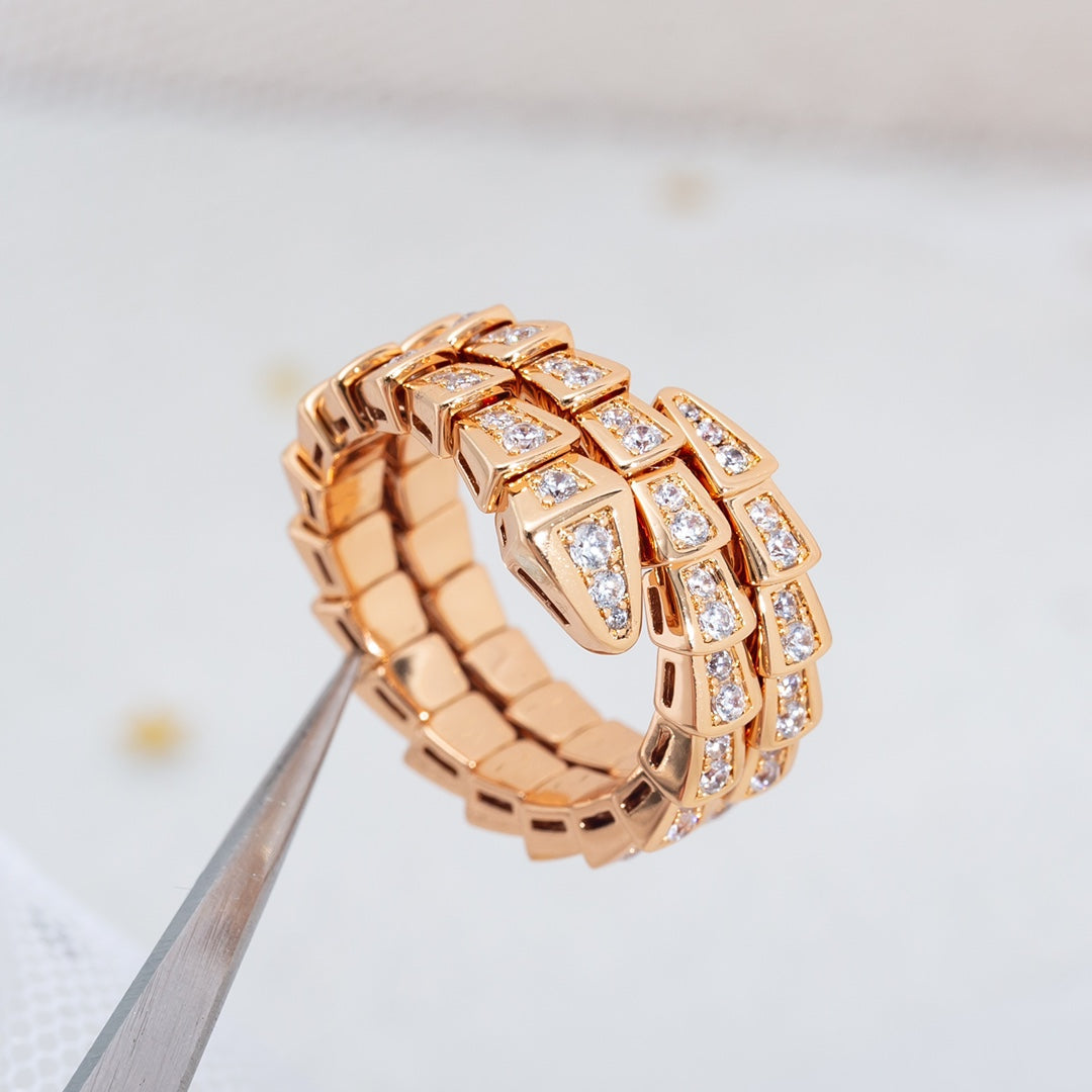 [Mystic]SERPENTI RING PINK GOLD DIAMOND DOUBLE ROW