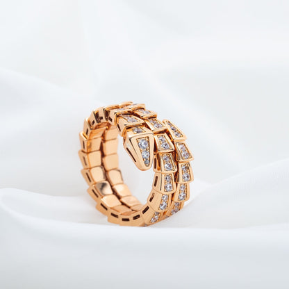 [Mystic]SERPENTI RING PINK GOLD DIAMOND DOUBLE ROW