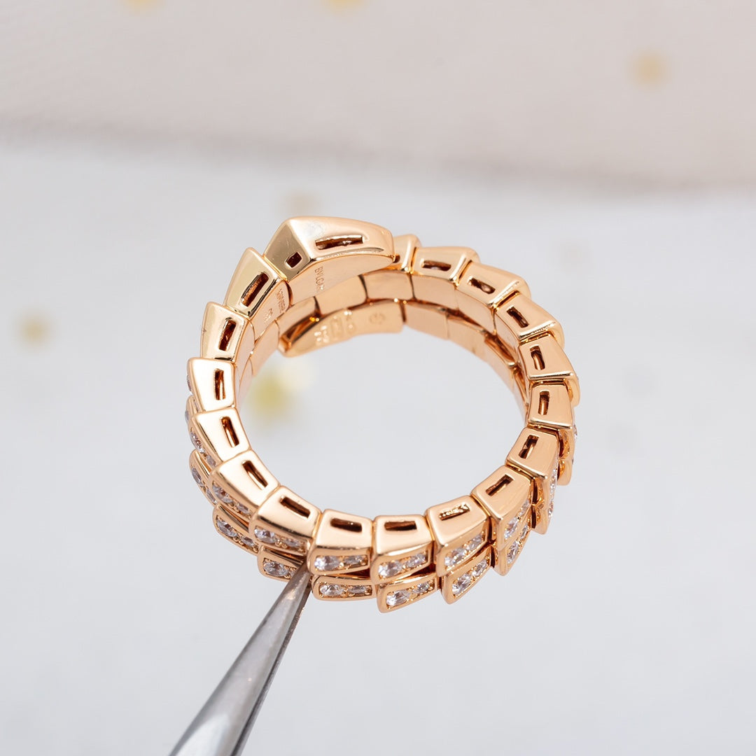 [Mystic]SERPENTI RING PINK GOLD DIAMOND DOUBLE ROW