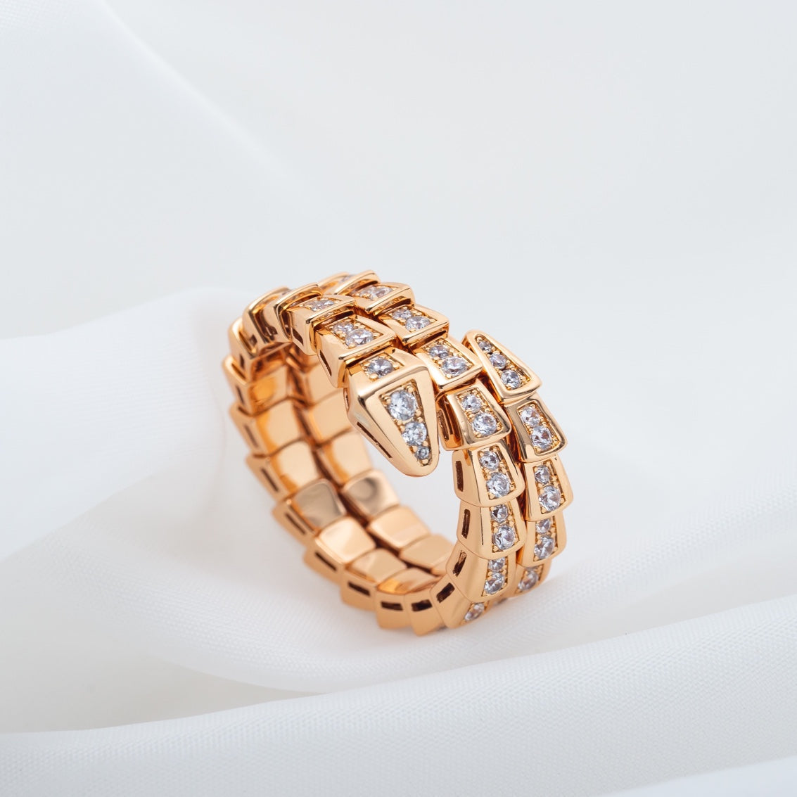 [Mystic]SERPENTI RING PINK GOLD DIAMOND DOUBLE ROW