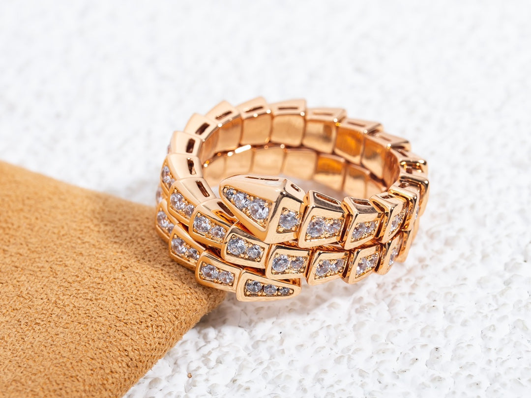 [Mystic]SERPENTI RING PINK GOLD DIAMOND DOUBLE ROW