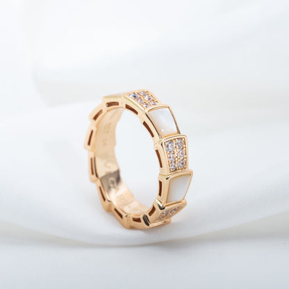 [Mystic]SERPENTI RING PINK GOLD MOP DIAMOND PAVED 4MM