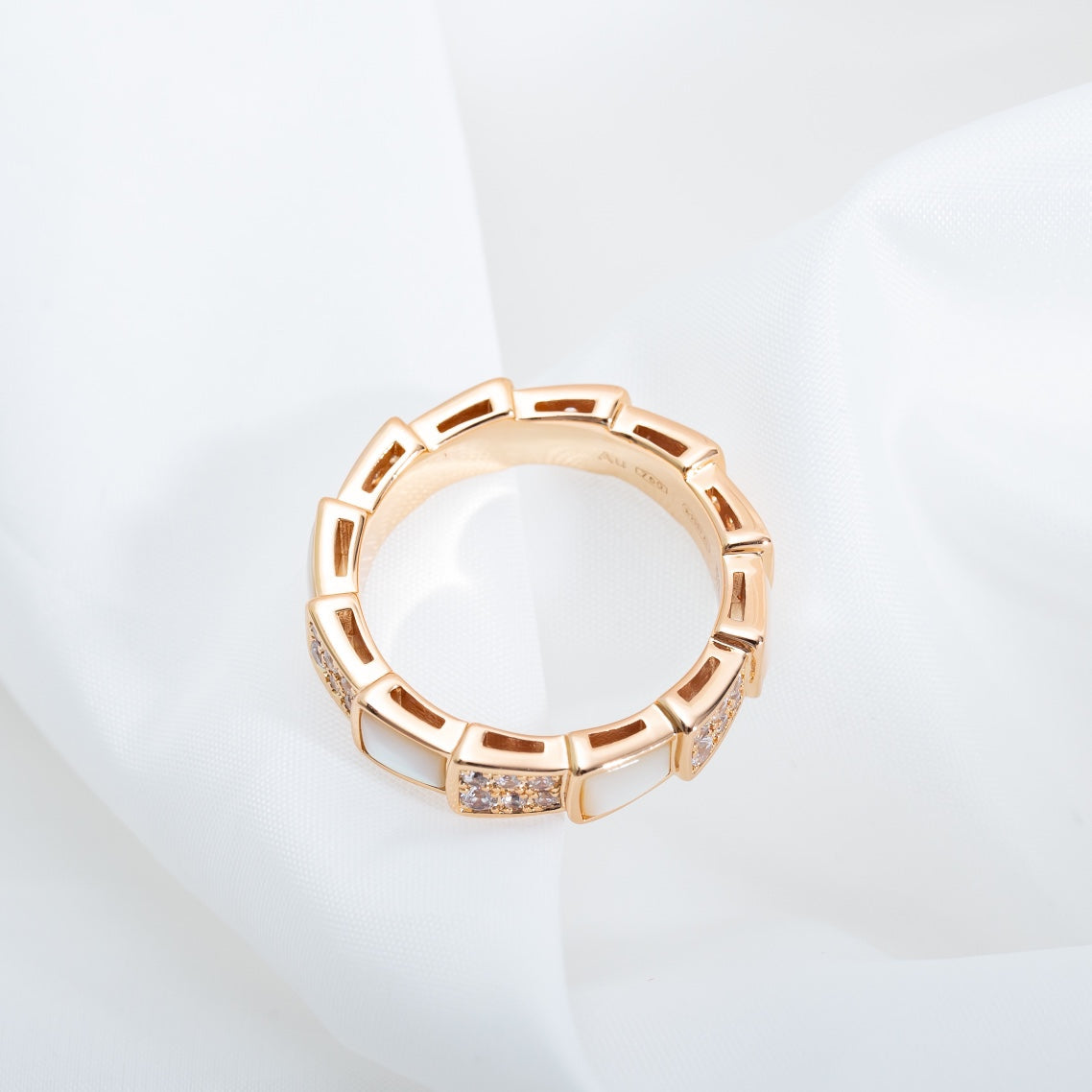[Mystic]SERPENTI RING PINK GOLD MOP DIAMOND PAVED 4MM