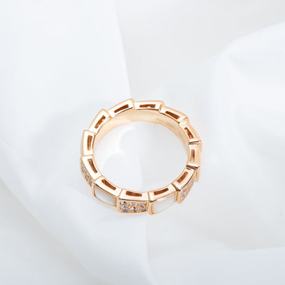 [Mystic]SERPENTI RING PINK GOLD MOP DIAMOND PAVED 4MM