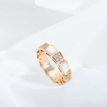 [Mystic]SERPENTI RING PINK GOLD MOP DIAMOND PAVED 4MM