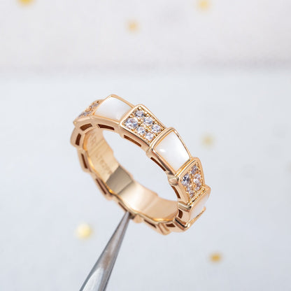 [Mystic]SERPENTI RING PINK GOLD MOP DIAMOND PAVED 4MM