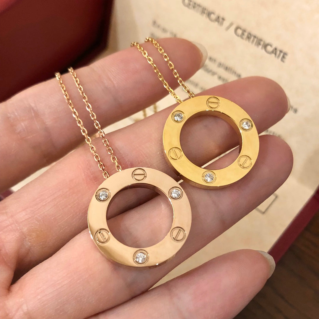 [Mystic]LOVE NECKLACE 16MM 3 DIAMONDS