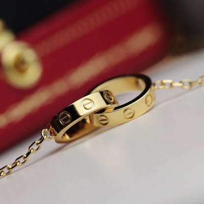 [Mystic]LOVE NECKLACE DOUBLE RING GOLD