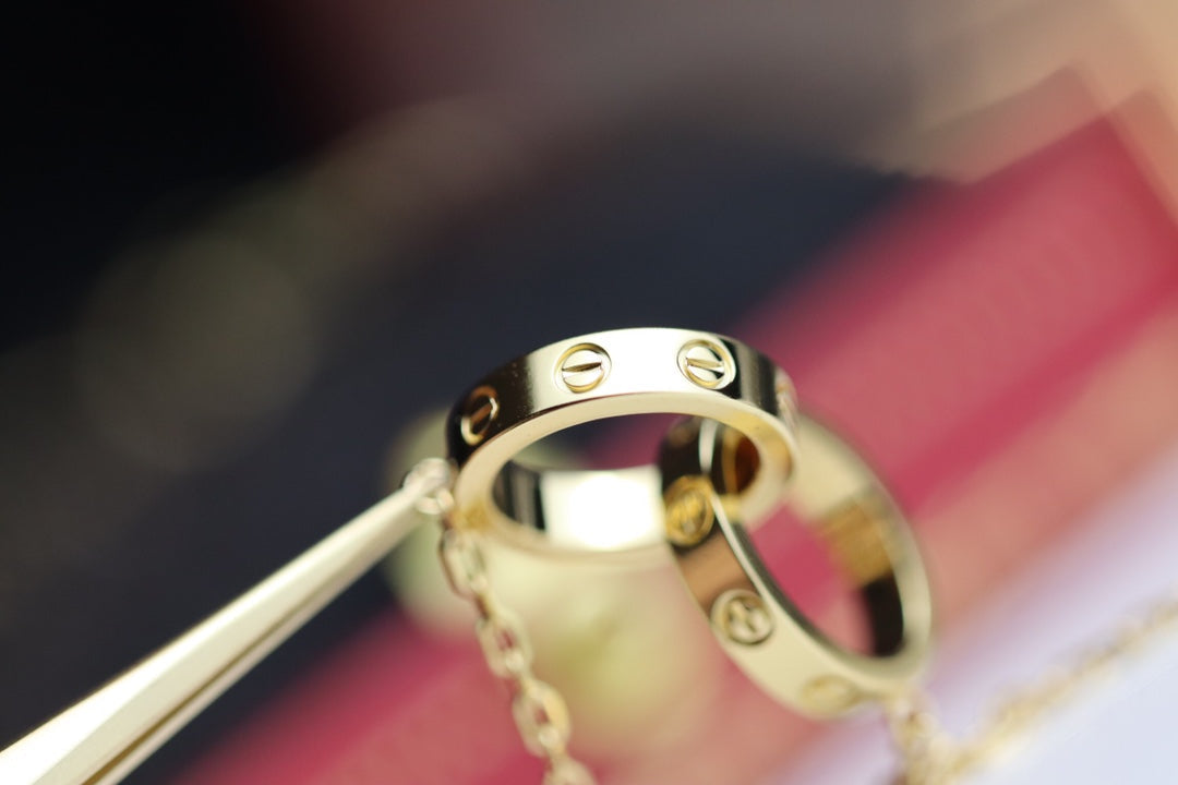 [Mystic]LOVE NECKLACE DOUBLE RING GOLD