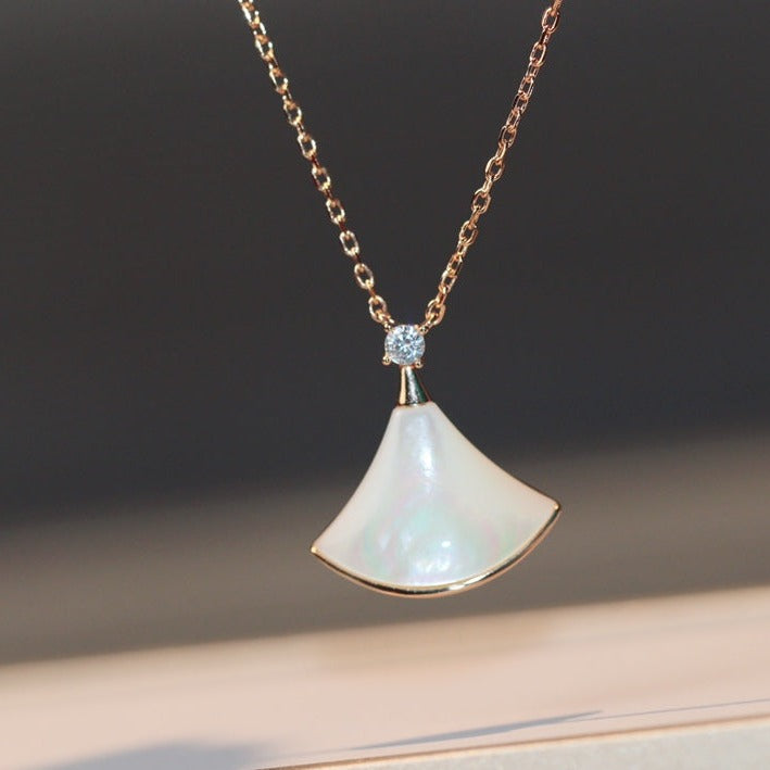 [Mystic]DREAM NECKLACE WHITE MOP PINK GOLD 1 DIAMOND