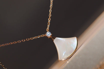 [Mystic]DREAM NECKLACE WHITE MOP PINK GOLD 1 DIAMOND