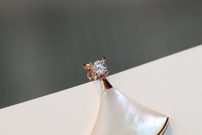 [Mystic]DREAM NECKLACE WHITE MOP PINK GOLD 1 DIAMOND