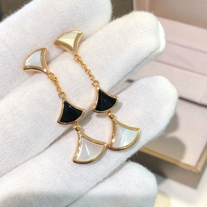 [Mystic]DREAM EARRINGS 3 MOTIFS ONYX MOP PINK GOLD