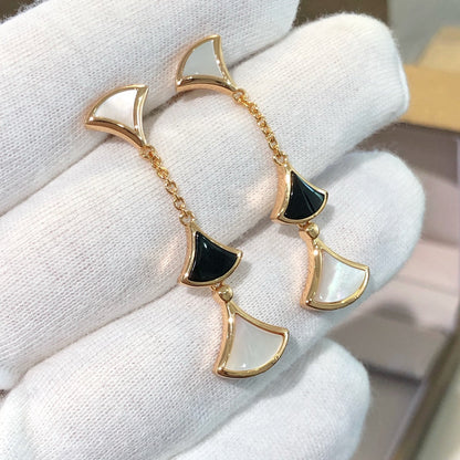 [Mystic]DREAM EARRINGS 3 MOTIFS ONYX MOP PINK GOLD