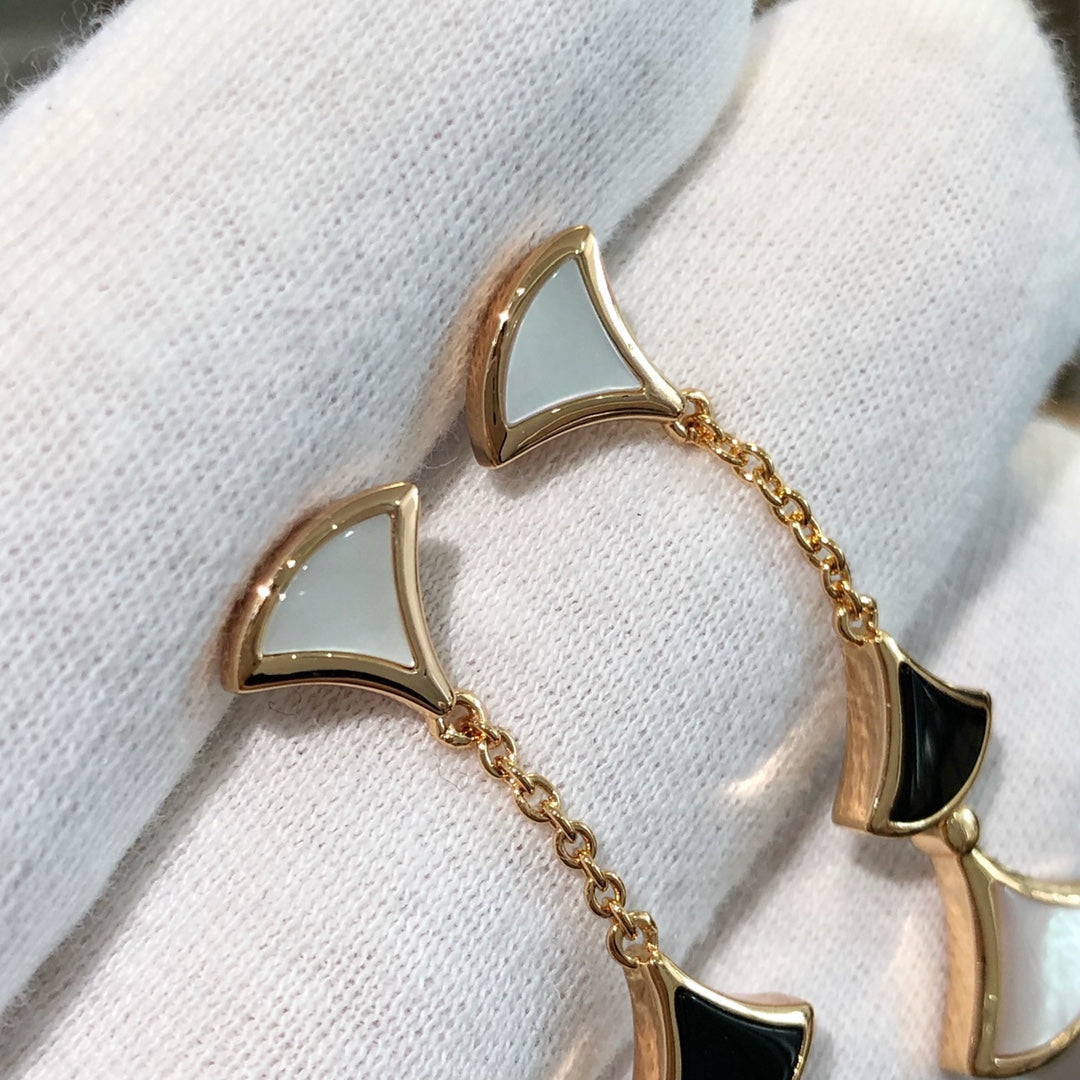[Mystic]DREAM EARRINGS 3 MOTIFS ONYX MOP PINK GOLD