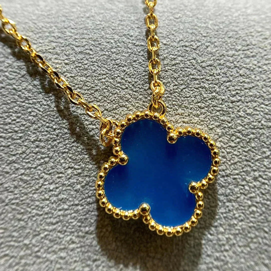 [Mystic]CLOVER 15MM BLUE AGATE NECKLACE