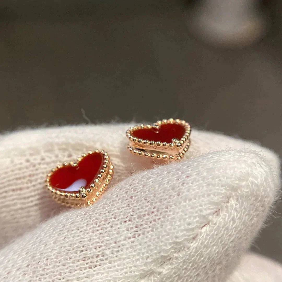 [ミスティック]ハートカーネリアンスタッドピアス