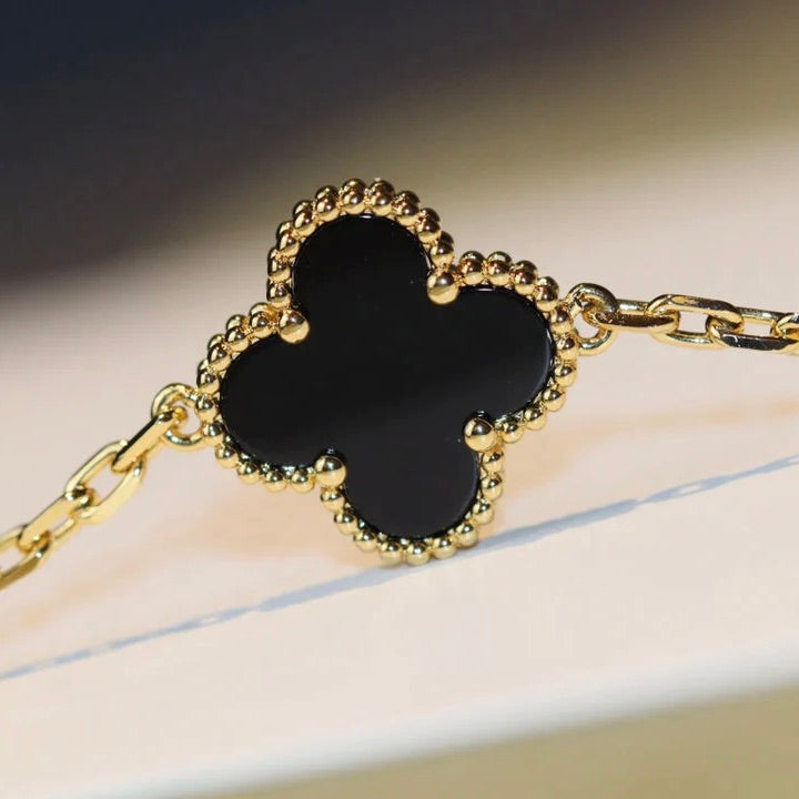[Mystic]CLOVER 20 MOTIFS ONYX NECKLACE