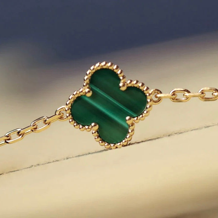 [Mystic]CLOVER 20 MOTIFS MALACHITE DIAMOND NECKLACE