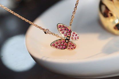 [Mystic]BUTTERFLY RED DIAMOND ROSE GOLD NECKLACE