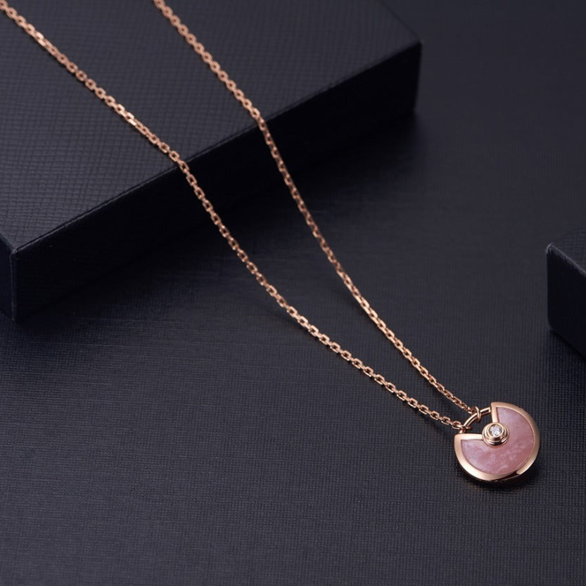 [Mystic]AMULETTE ROSE GOLD PINK MOP NECKLACE