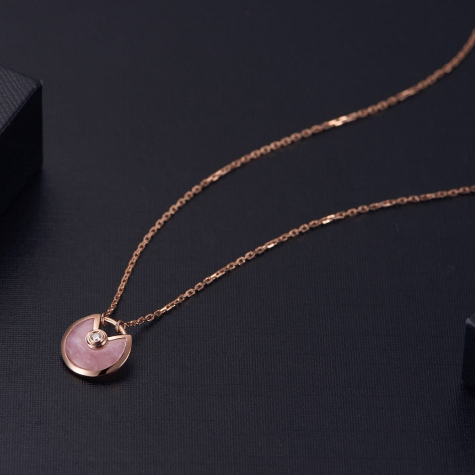 [Mystic]AMULETTE ROSE GOLD PINK MOP NECKLACE