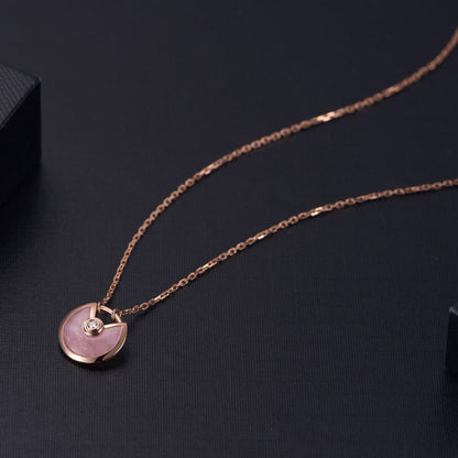 [Mystic]AMULETTE ROSE GOLD PINK MOP NECKLACE